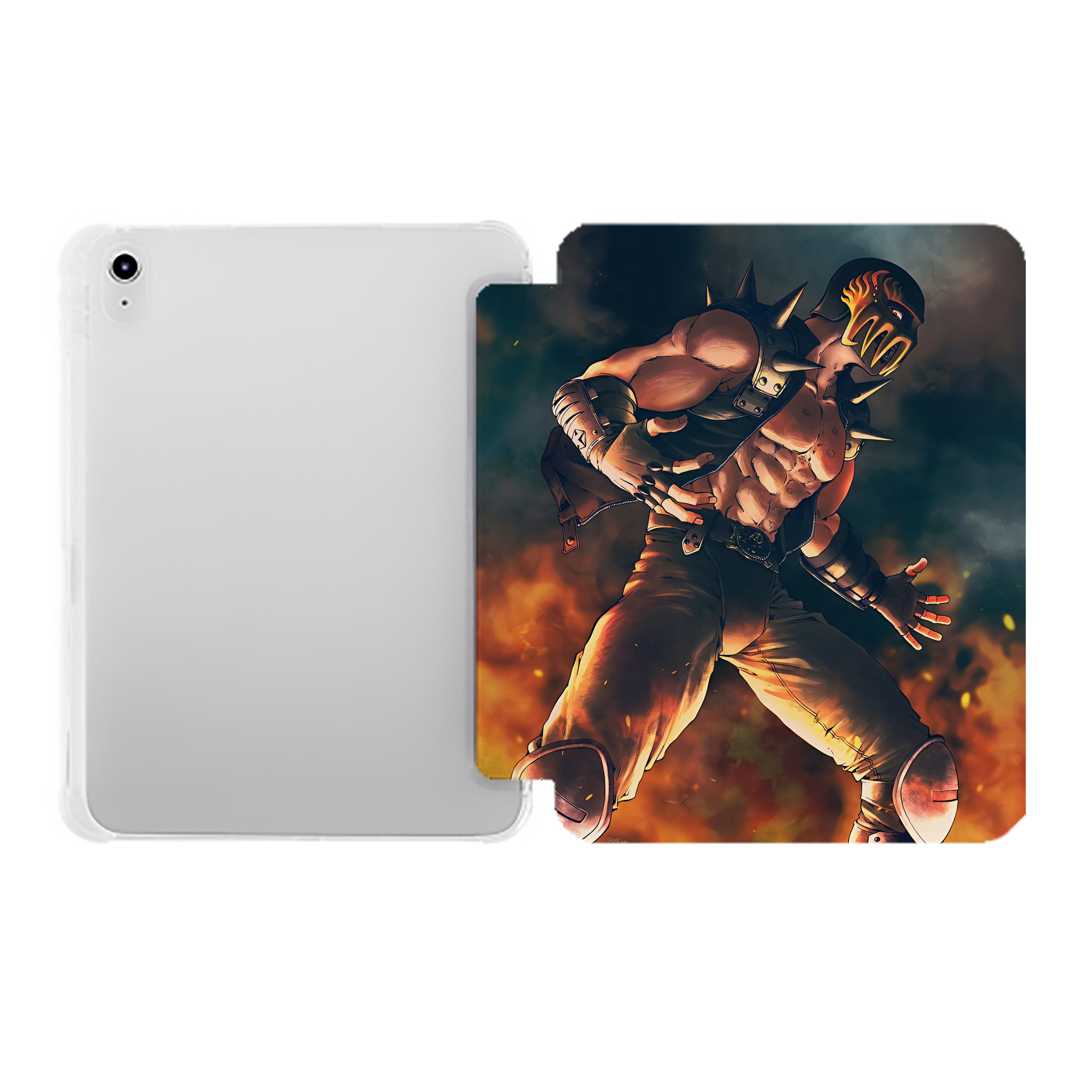 （画像用） 北斗の拳 Fist of the North Star IPad ケース ペン収納付き 三つ折りスタンド PUレザー×シリコン 対応機種9.5/10.5/10.9インチ